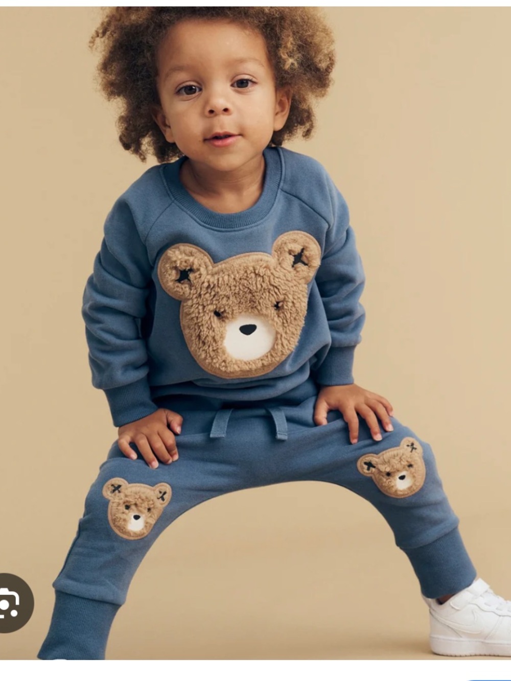 Huxbaby Night Blue Furry Bear Sweatshirt & Joggers Set